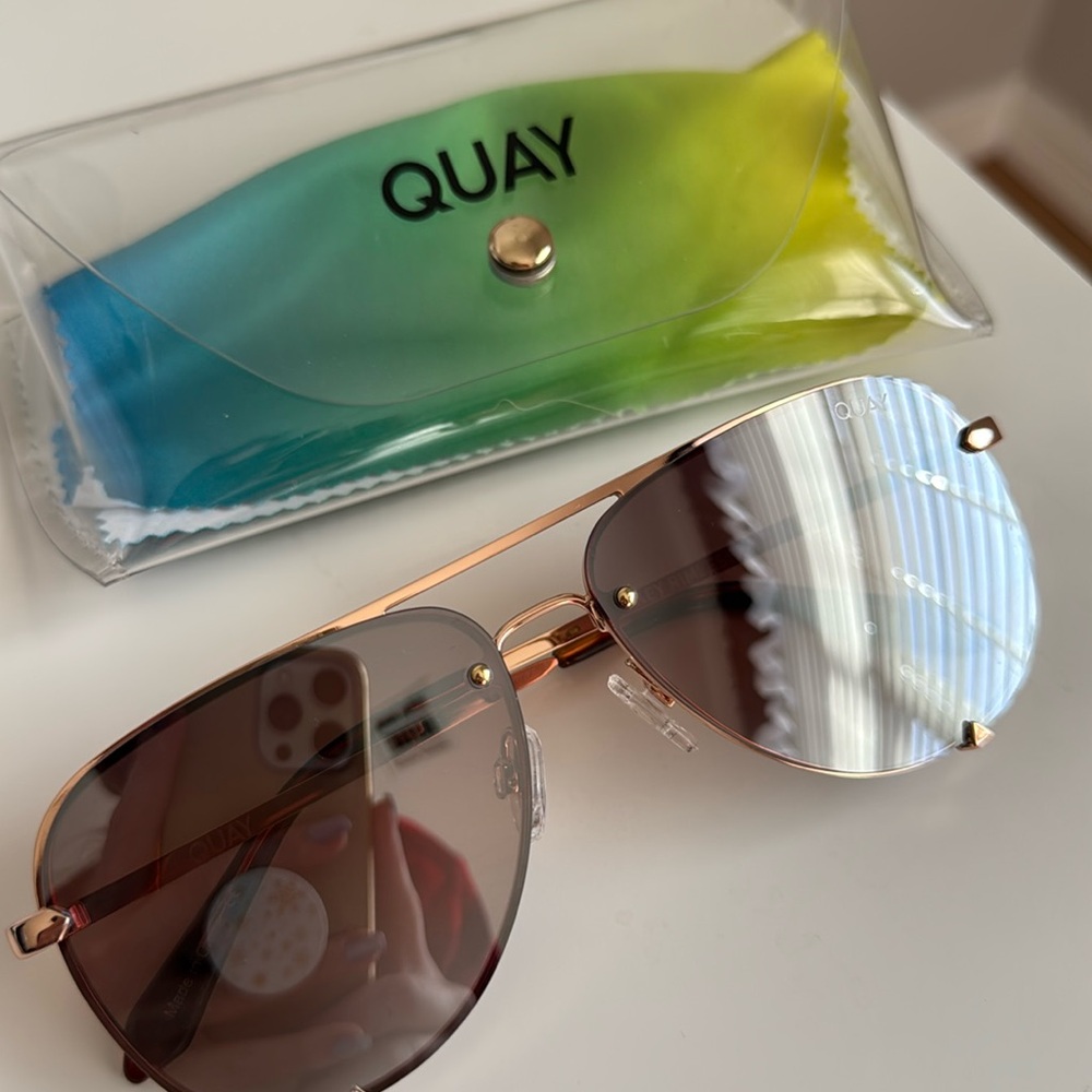 Quay Australia Brown Aviator Sunglasses